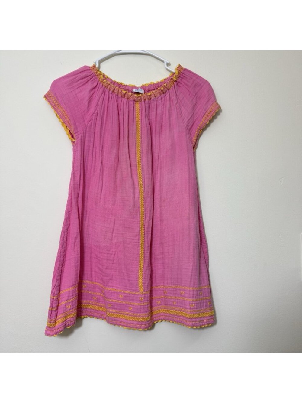 Mer St Barths Girls Embroidered Dress Size 10 Cap Sleeve Pink